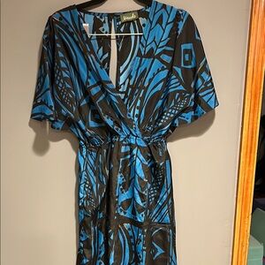 Maude Geometric Blue and Black Dress